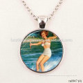 Wholesale Sexy Pinup Girl Saucy Lady Glass Art Photo pendant necklace For Women And Mens Surf Jewelry